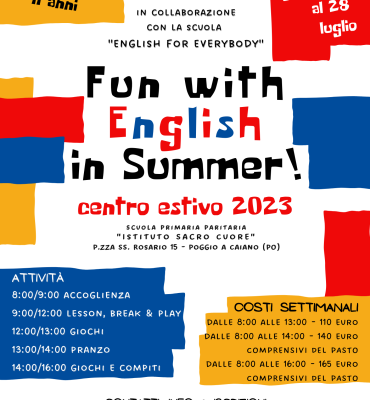 Centri Estivi 2023 Scuola Primaria Sacro Cuore “Fun with English in Summer!”